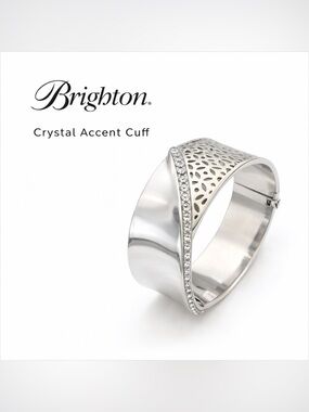 Brighton Silver Crystal-Trim Filigree Cuff Bracelet